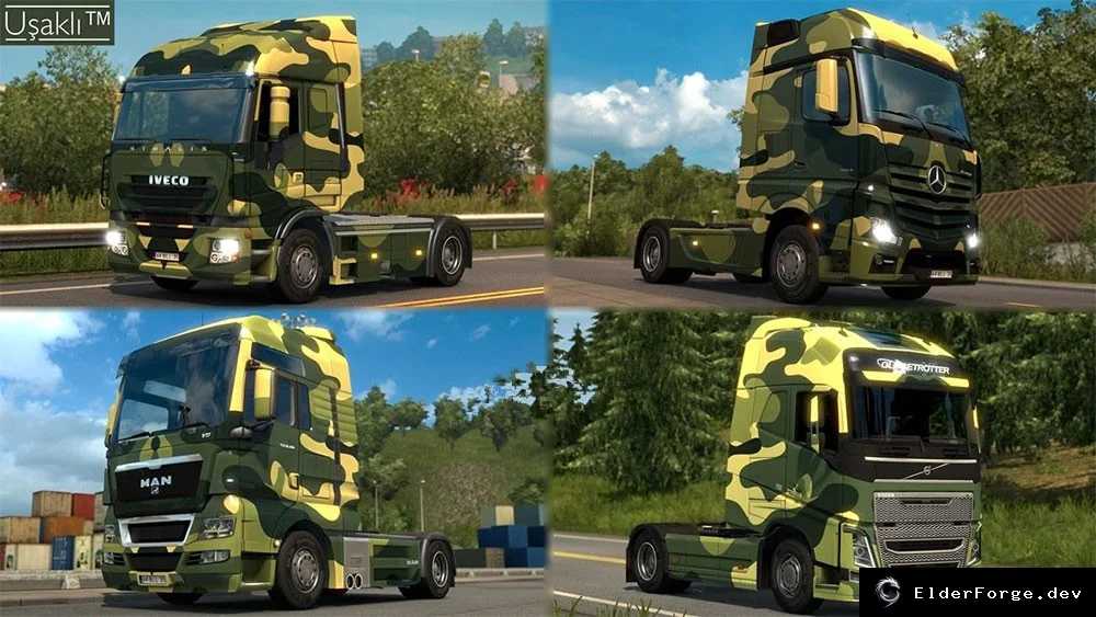 Обложка мода: Камуфляжный скин для всех грузовиков в Euro Truck Simulator 2
