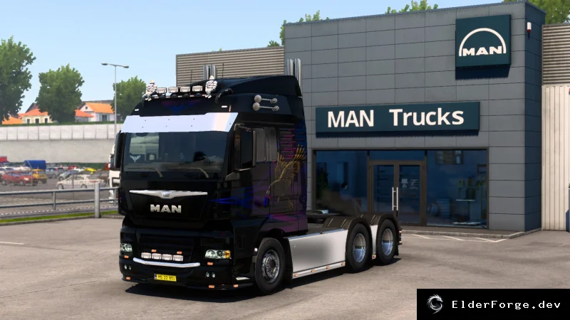 Обложка мода: Кастомный MAN для Euro Truck Simulator 2 – гибрид кабины MAN и шасси DAF, левый/правый руль