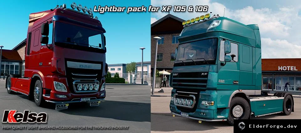 Обложка мода: Kelsa Lightbars для DAF XF105 &amp; XF106 – реалистичные лайтбары в ETS2 (v1.81)