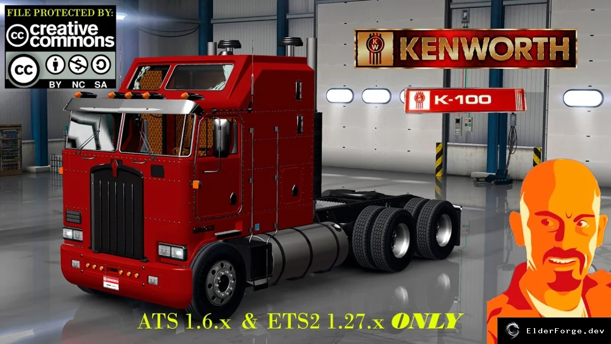 Обложка мода: Kenworth K100 для Euro Truck Simulator 2 – полная модель с двумя кабинами