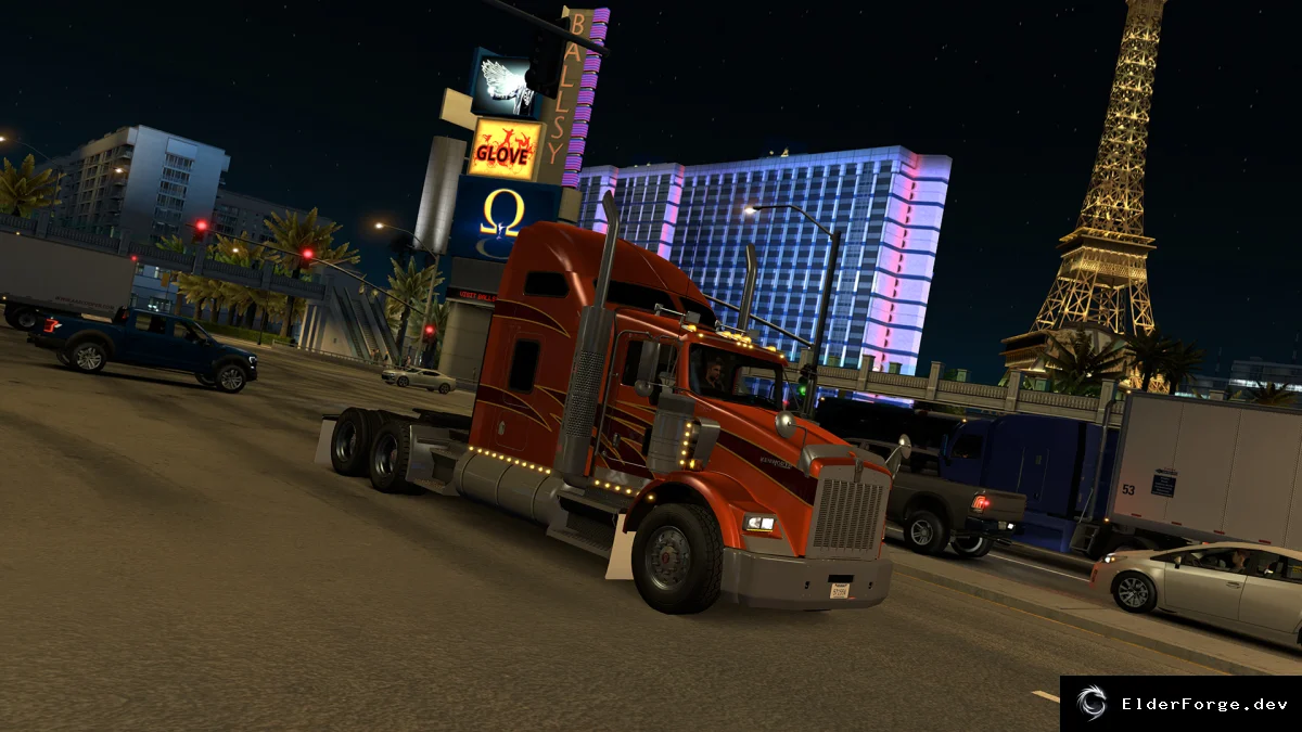Обложка мода: Kenworth T800 GTM – новый грузовик в трафике Euro Truck Simulator 2 (ETS2 1.36.x)