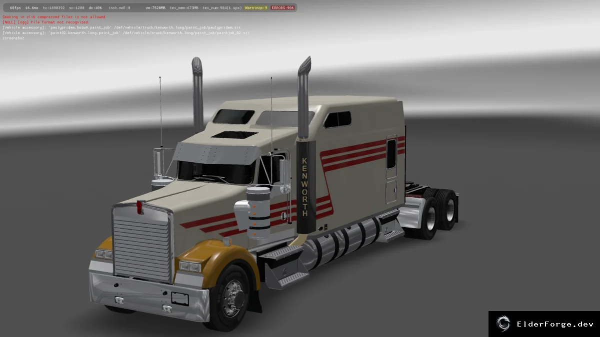 Обложка мода: Kenworth W900 Long – полная модификация для ETS2 1.31