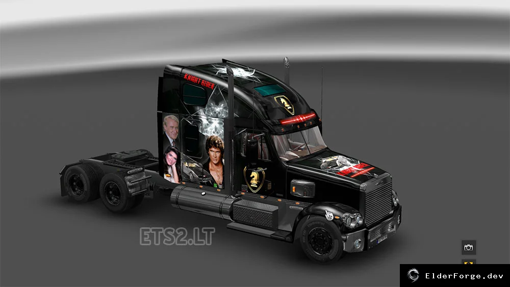 Обложка мода: Knight Rider – скин для Freightliner Coronado и прицепа в ETS2