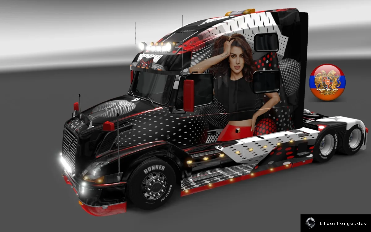 Обложка мода: Комбо‑скин‑пак 3D металлик для Volvo 780 + двухуровневый прицеп – ETS2