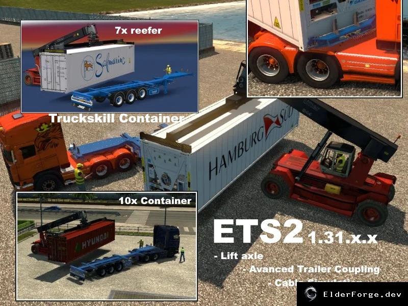 Обложка мода: Контейнерный прицеп с подъемником и кабельной анимацией для Euro Truck Simulator 2 (ETS2 1.31)