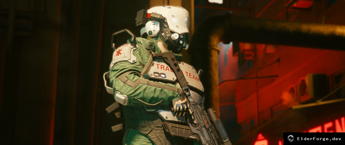 Обложка мода: Костюм Trauma Team для Cyberpunk 2077 – полная экипировка