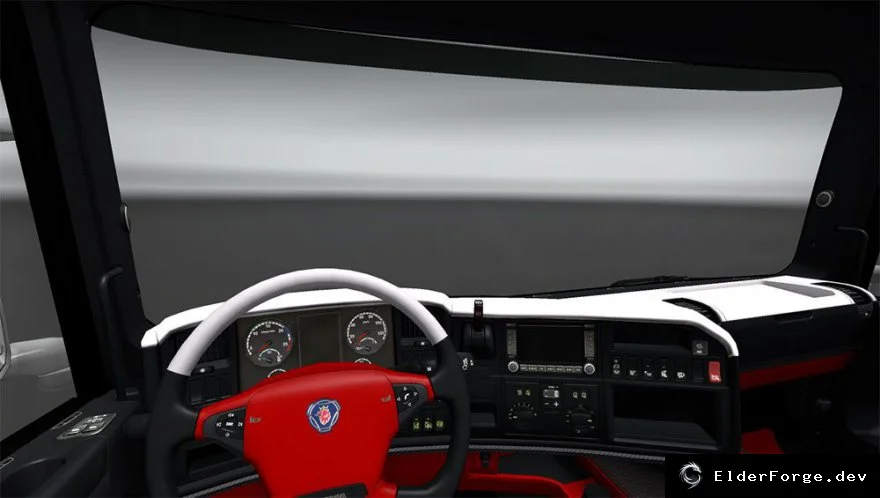 Обложка мода: Красно‑белый салон для Scania R в Euro Truck Simulator 2