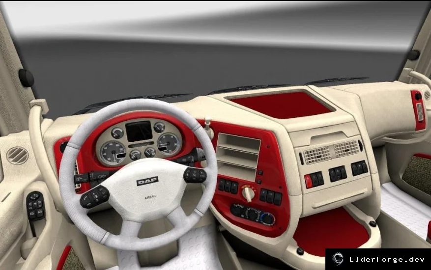 Обложка мода: Красно‑бежевый интерьер для DAF XF в Euro Truck Simulator 2