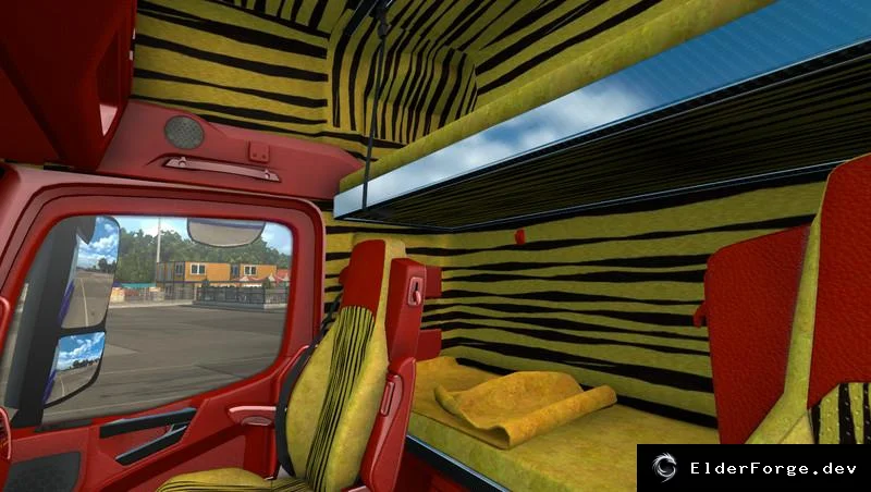 Обложка мода: Красный интерьер Mercedes Actros MP4 для Euro Truck Simulator 2