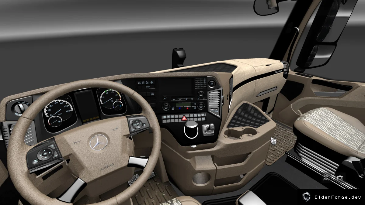 Обложка мода: Кремовый интерьер и экстерьер для Mercedes-Benz New Actros в Euro Truck Simulator 2