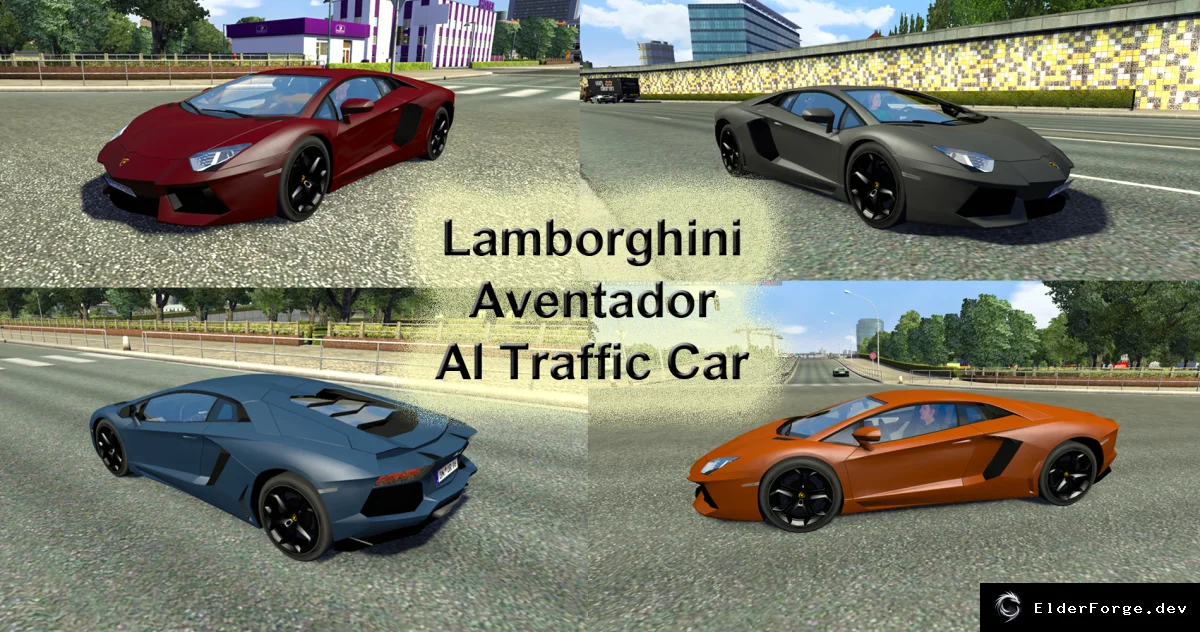 Обложка мода: Lamborghini Aventador в трафике ETS2 – яркий суперкар среди грузовиков