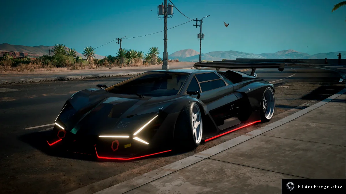 Lamborghini Countach для Cyberpunk 2077 – яркий спорткар в киберпанковском стиле