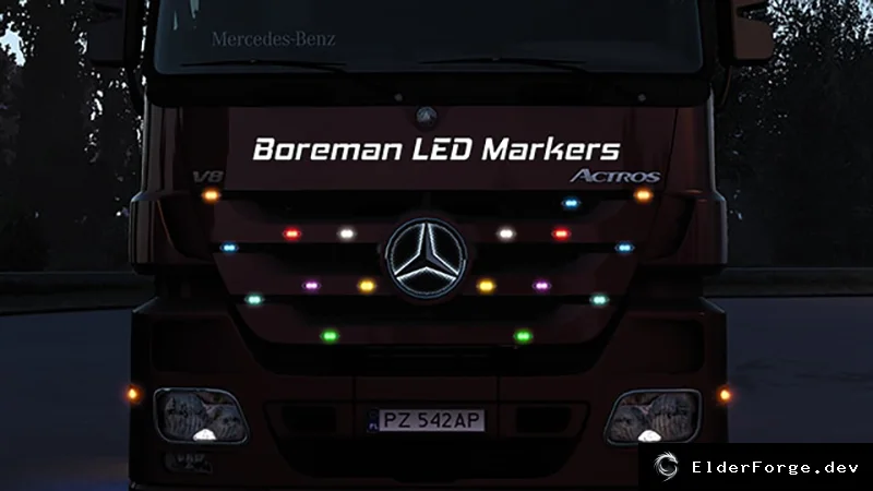 Обложка мода: LED габаритные огни Boreman для Euro Truck Simulator 2 (ETS2) – 8 цветов, 3 режима