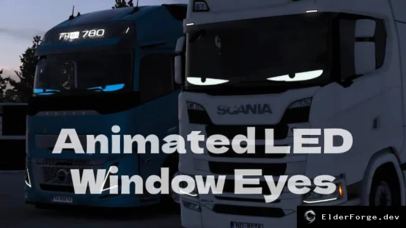 Обложка мода: LED‑анимированные глаза для грузовиков в Euro Truck Simulator 2 – набор цветов