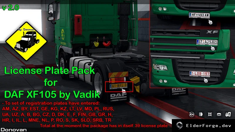 Обложка мода: License Plate Pack v4.5 для Euro Truck Simulator 2 – 39 реальных номеров