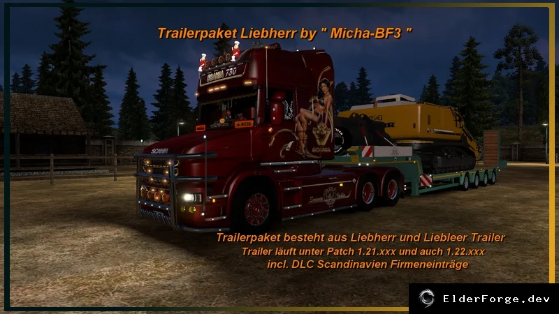 Обложка мода: Liebherr 4‑осный пакет трейлеров для Euro Truck Simulator 2 (ETS2)
