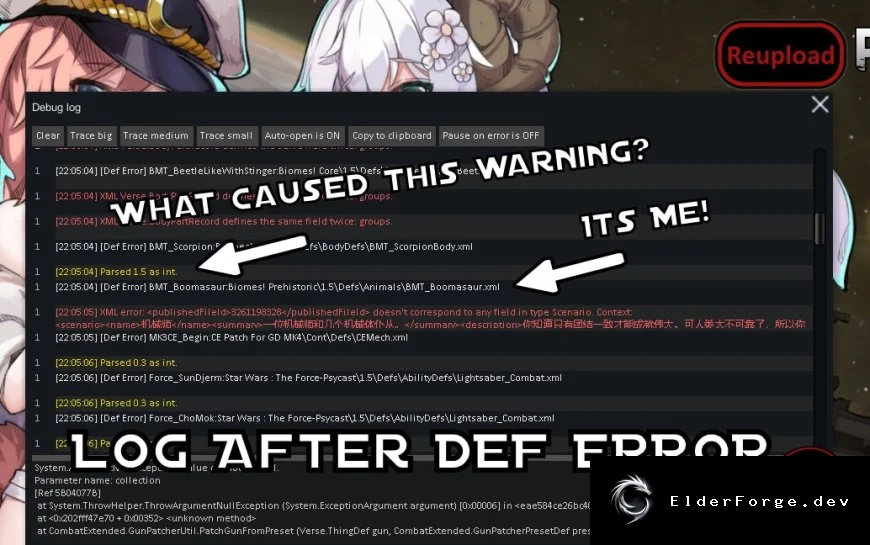 Log After Def Error (Continued) — расширенный журнал ошибок Def для RimWorld
