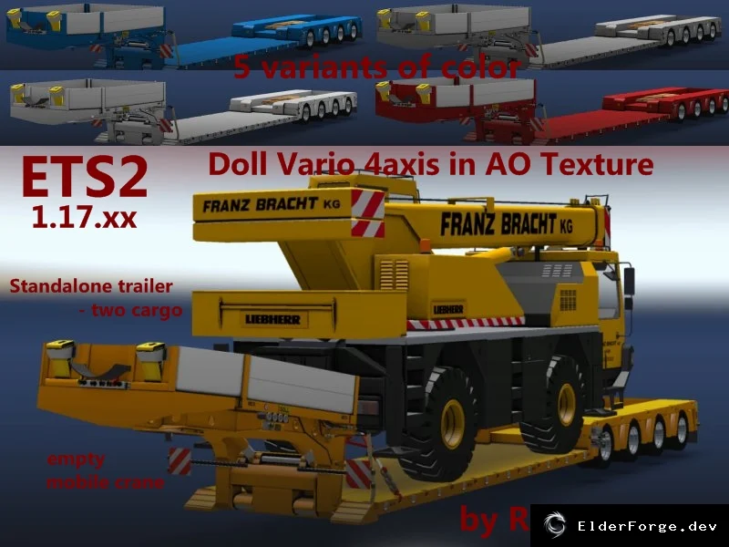 Обложка мода: Low Loaders в ETS2 – автокраны и трейлеры с AO‑текстурой v1.0