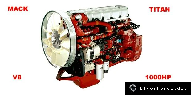 Обложка мода: Mack Titan V8 1000HP Engine Pack для Euro Truck Simulator 2 (ETS2)