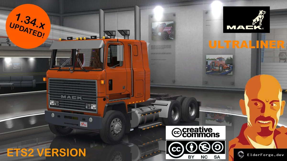 Обложка мода: Mack Ultraliner для Euro Truck Simulator 2 – реалистичный тягач 80‑х годов