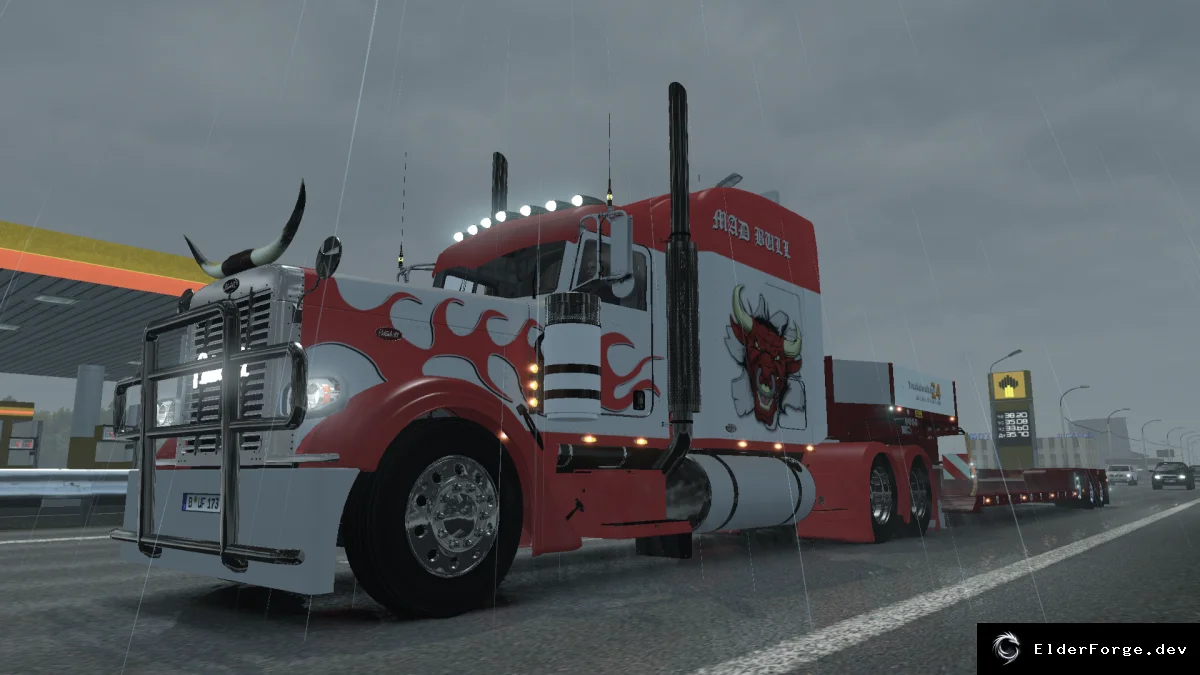 Обложка мода: Mad Bull – стильный скин для Peterbilt 389 в Euro Truck Simulator 2
