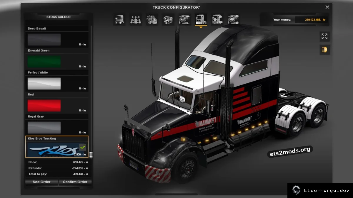 Обложка мода: Mammoet Skin для Kenworth T800 – новый дизайн в Euro Truck Simulator 2