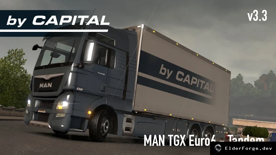 Обложка мода: MAN TGX Euro 6 Tandem Chassis v3.3 – мод для ETS2