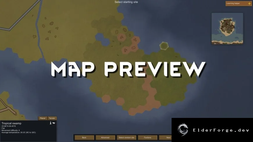 Map Preview – предварительный просмотр карты мира в RimWorld