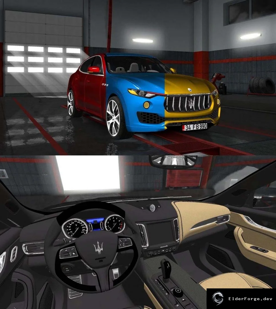 Обложка мода: Maserati Levante 2017 для Euro Truck Simulator 2 – два двигателя и два интерьера
