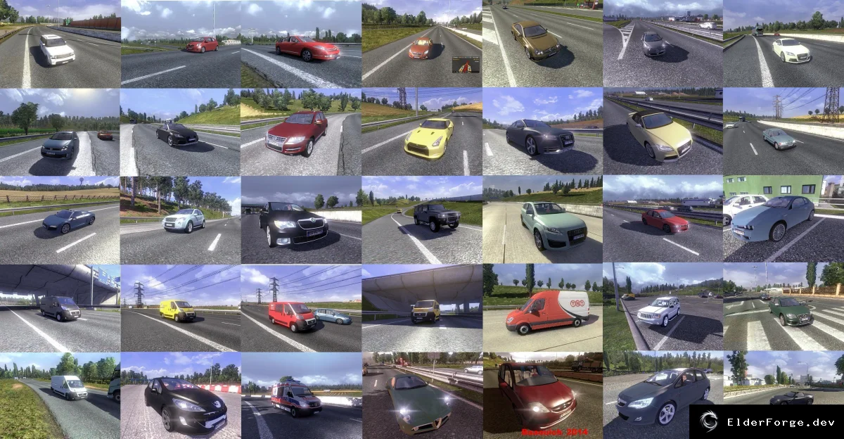 Обложка мода: Мега AI Трафик для Euro Truck Simulator 2 – V3.8: новые грузовики, легковые и автобусы
