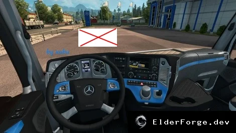Обложка мода: Mercedes Actros 2014 – Синий и Чёрный стальной интерьер для Euro Truck Simulator 2