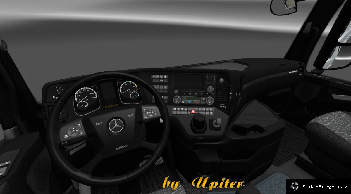 Обложка мода: Mercedes Actros MP IV – черный и серый интерьер для Euro Truck Simulator 2