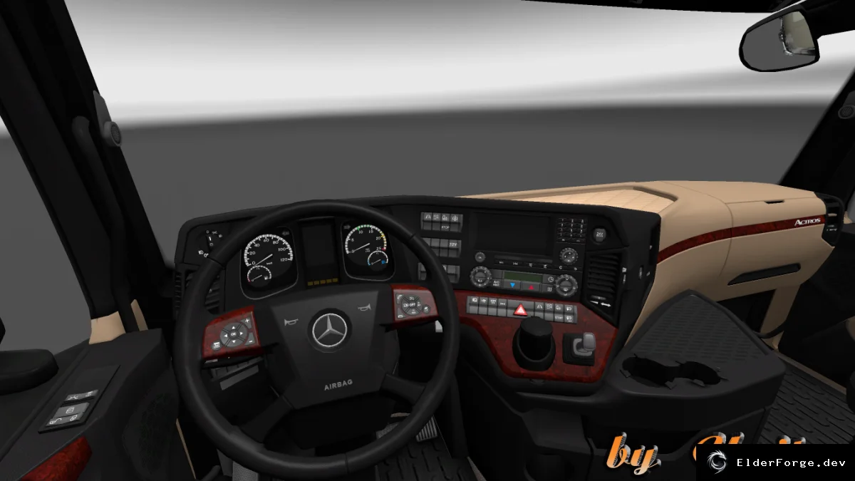 Обложка мода: Mercedes Actros MP IV – полностью переделанный интерьер для Euro Truck Simulator 2