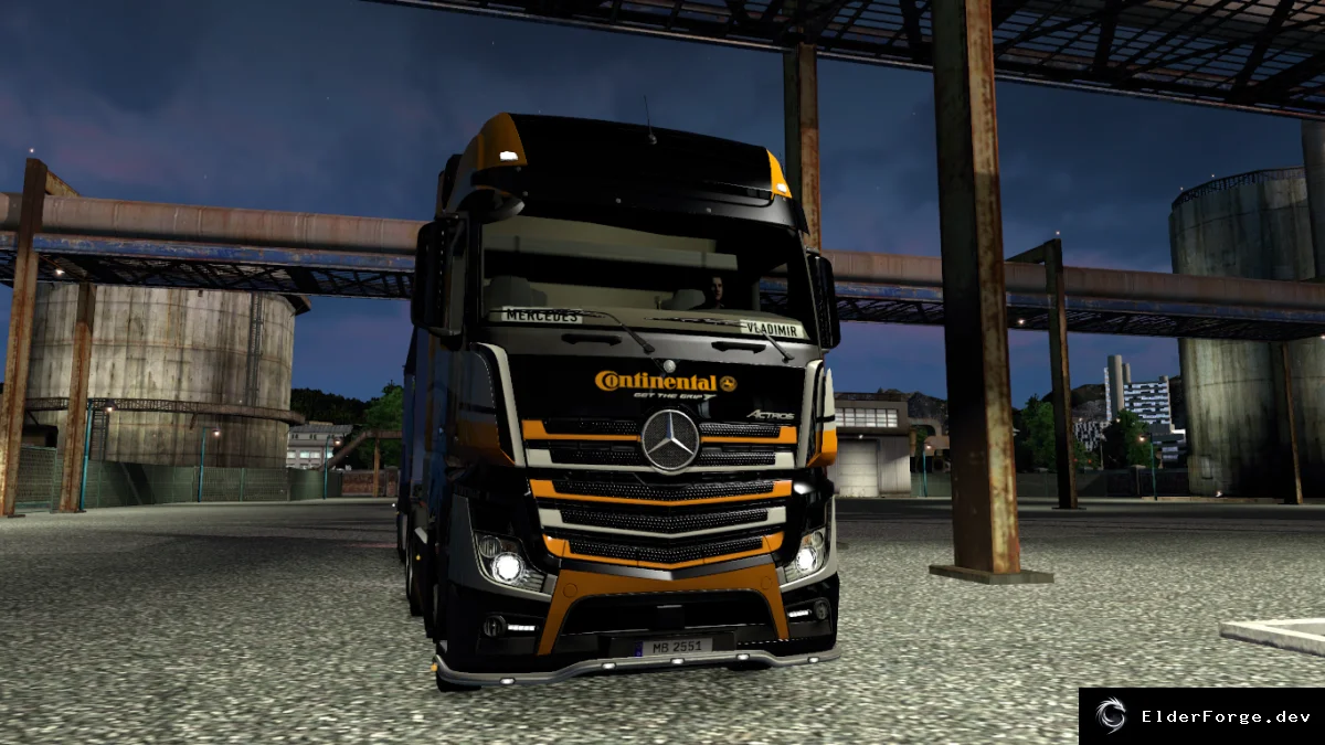 Обложка мода: Mercedes Actros MP4 2014 Continental – скин для Euro Truck Simulator 2