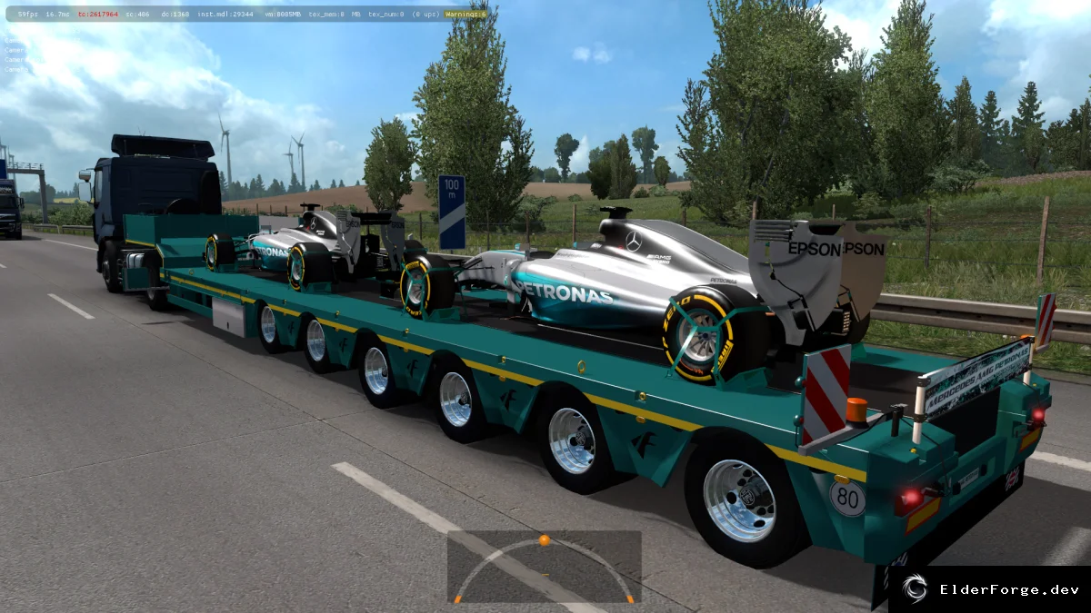 Обложка мода: Mercedes AMG Petronas F1 Team Trailer для Euro Truck Simulator 2 (ETS2 1.36.x)