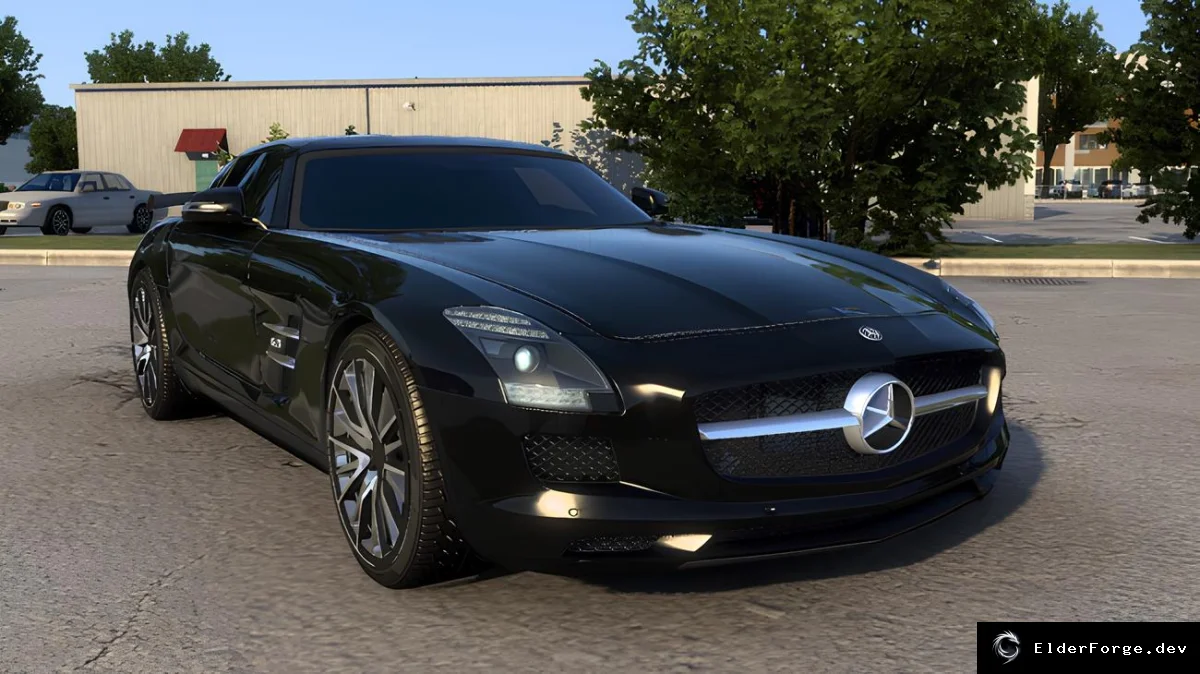 Обложка мода: Mercedes-Benz SLS AMG 2011 для Euro Truck Simulator 2 – полные настройки и звук