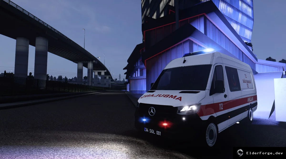 Обложка мода: Mercedes-Benz Sprinter Скорая помощь для Euro Truck Simulator 2 (ETS2) – версия 1.43.x