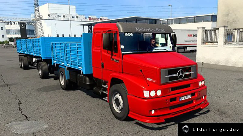 Обложка мода: Mercedes LS1634 Tandem + 3‑осный прицеп для Euro Truck Simulator 2 (ETS2 1.42)