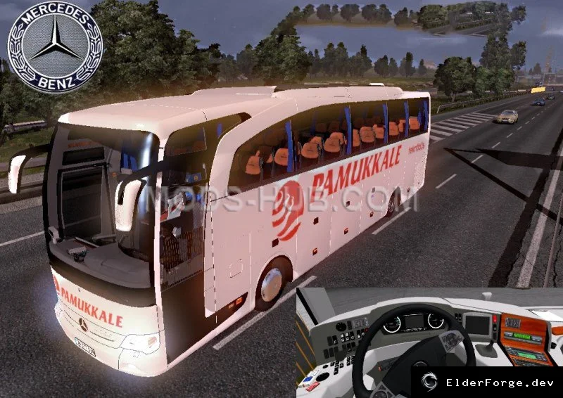 Обложка мода: Mercedes Travego 15 SHD – новый автобус для Euro Truck Simulator 2 (ETS2)
