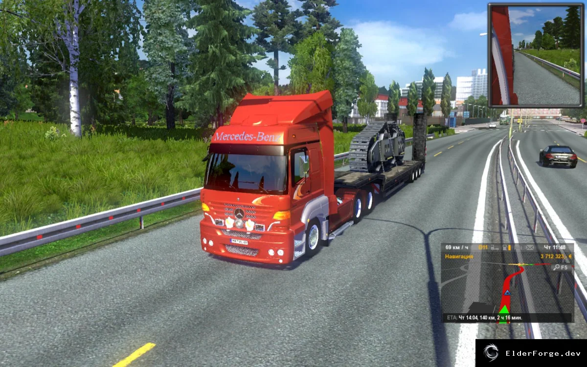 Обложка мода: Mercedes‑Benz Actros MP1 1944s для Euro Truck Simulator 2 – улучшенный двигатель и интерьер