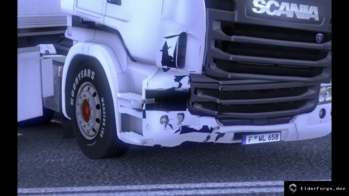 Обложка мода: Mers и Scania R DTP – разбитые грузовики для Euro Truck Simulator 2