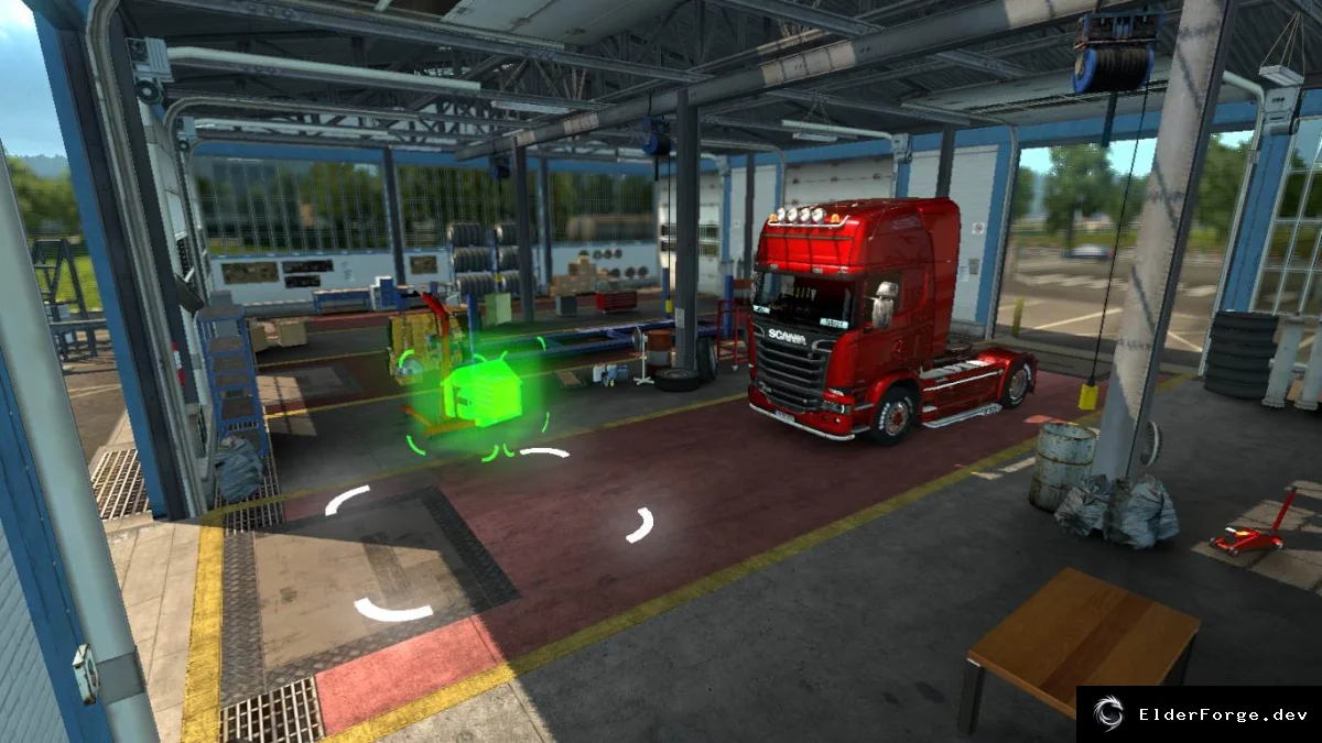Обложка мода: Modern Garage Mod v1.4 для Euro Truck Simulator 2 – новые гаражи SCS
