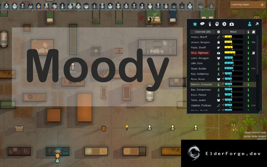 Moody – информационная панель для RimWorld