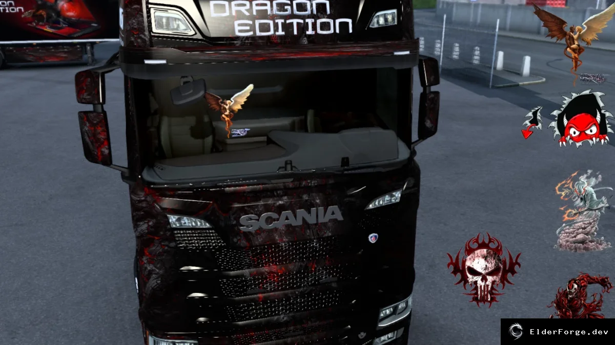 Обложка мода: Наклейки на ветровое стекло Scania 2016 для Euro Truck Simulator 2 – 5 вариантов