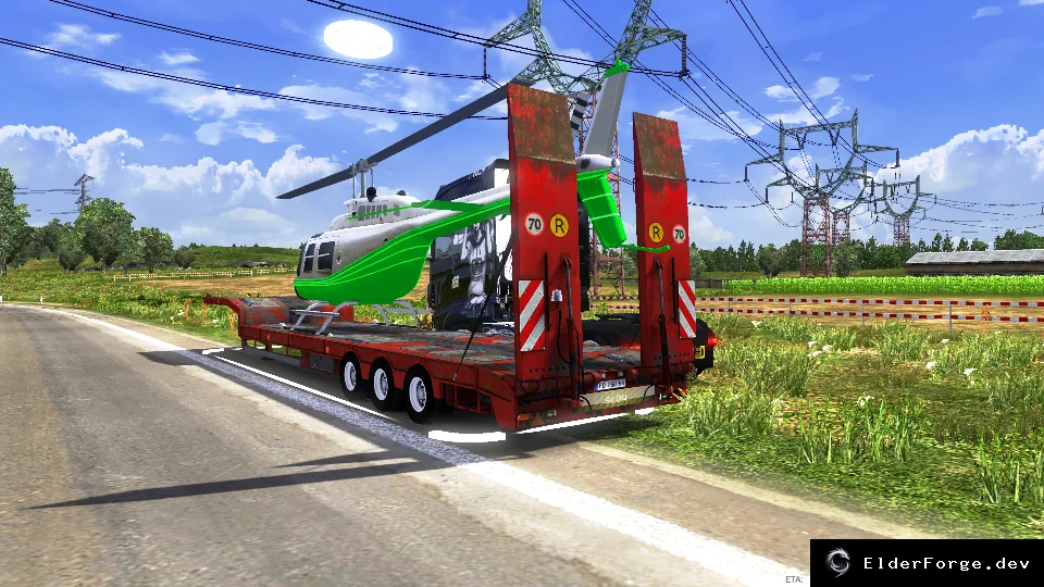 Обложка мода: Негабаритный прицеп с вертолетом для Euro Truck Simulator 2
