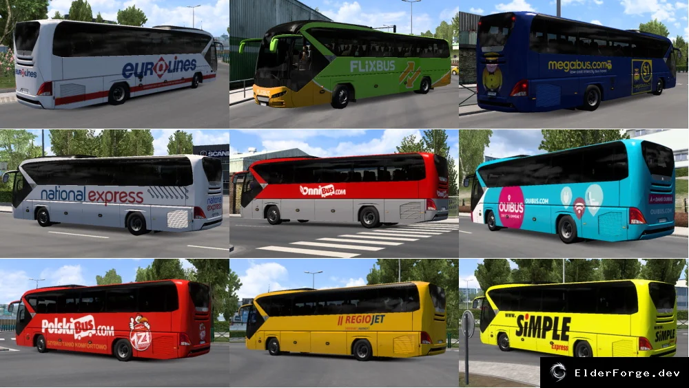 Обложка мода: Neoplan Tourliner – автобусы с реальными компаниями в трафике ETS2 (v1.47)