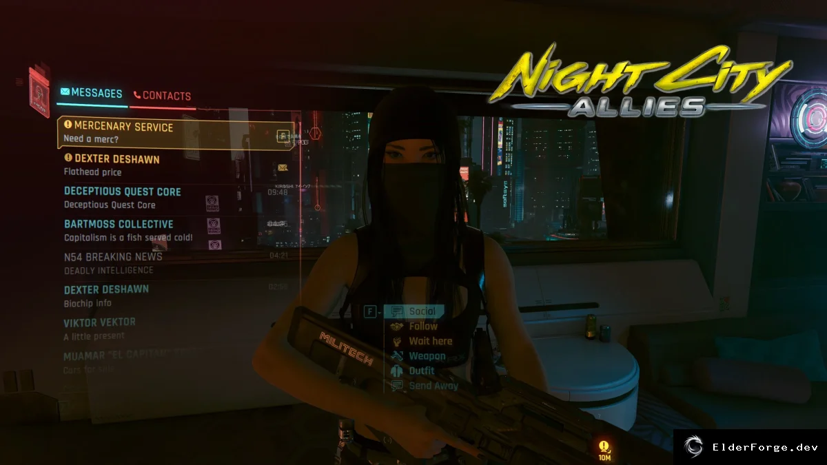Обложка мода: Night City Allies – система компаньонов для Cyberpunk 2077