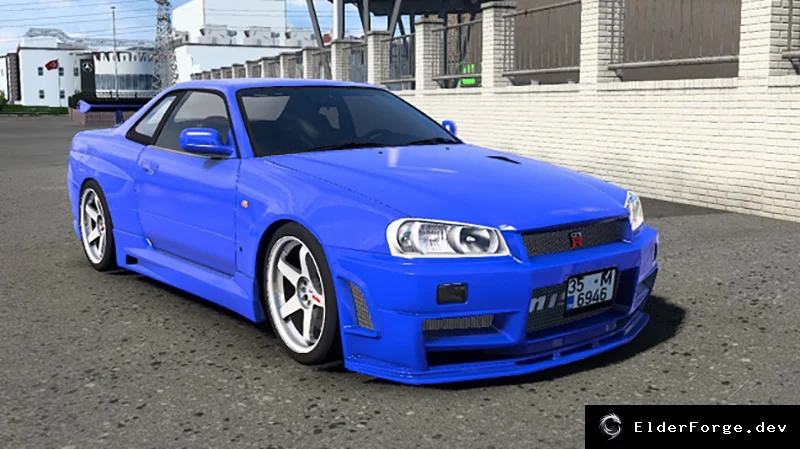 Обложка мода: Nissan Skyline GTR R34 для Euro Truck Simulator 2 – полный набор, тюнинг и звук