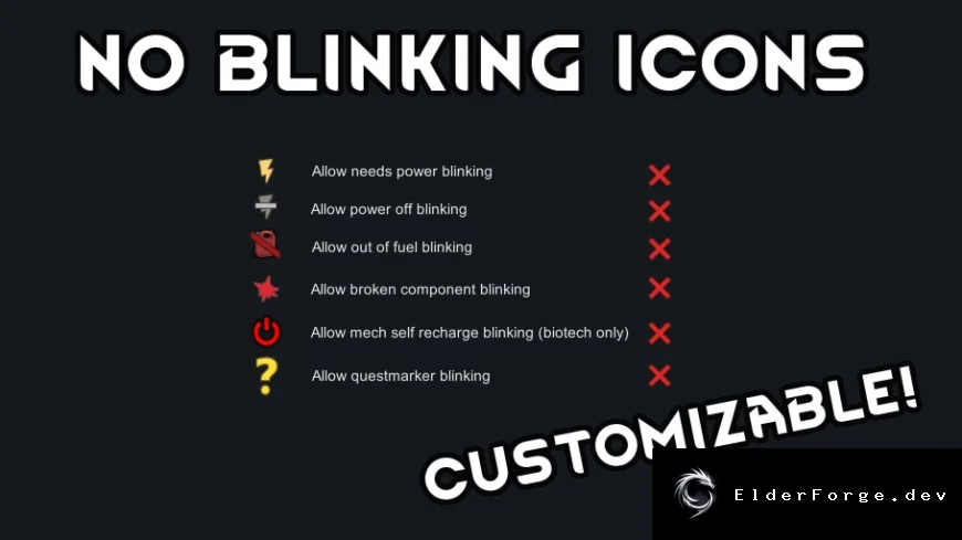 No blinking icons – отключение мерцающих наложений в RimWorld