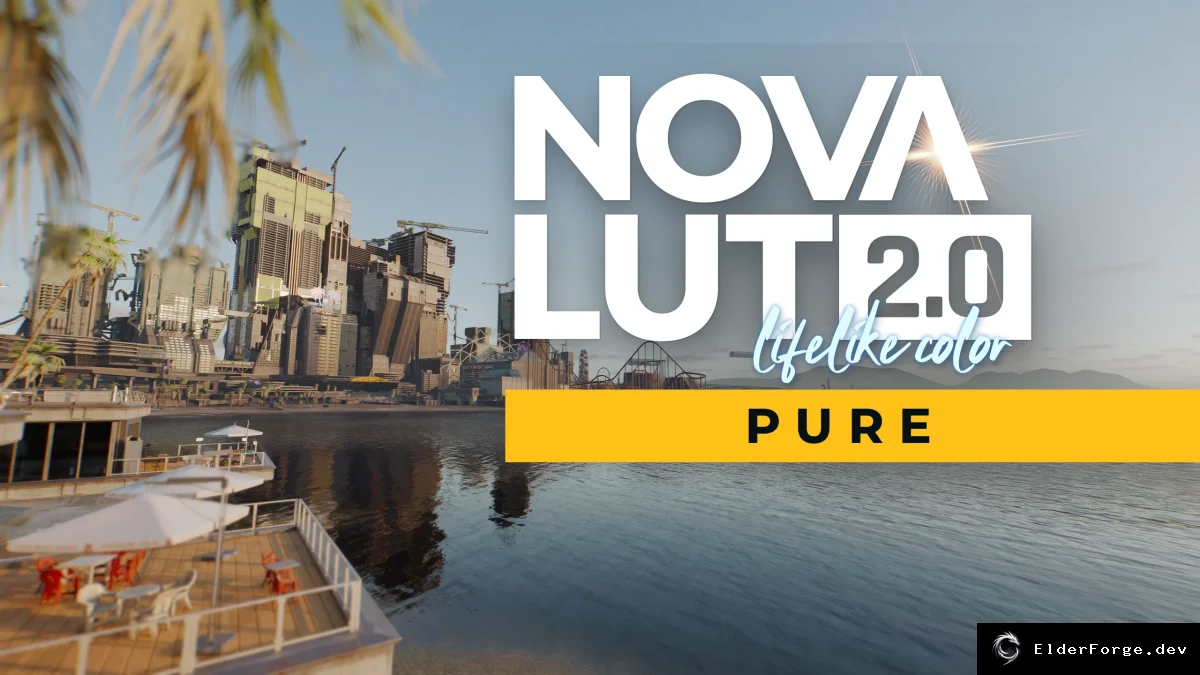 Обложка мода: Nova LUT 2 (Pure) – HDR‑цветовой лут для Cyberpunk 2077